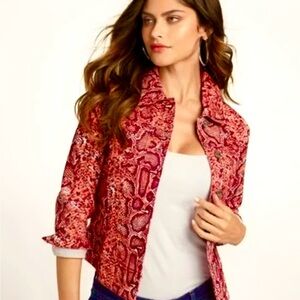VENUS Vibrant Snake Print Patterned Denim Jean Jacket